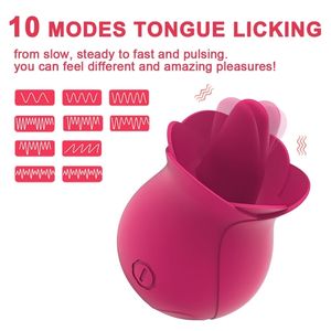 Masajeadores de juguetes sexuales en forma de rosa, vibrador para lamer la lengua y la Vagina, buen pezón íntimo, estimulación del clítoris Oral, juguetes potentes para mujeres