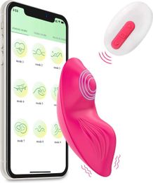 Sex Toy Télécommande App Wearable Culotte Vibromasseurs Clitoridiens Point G Papillon avec 9 Vibrations Masseur Charge Magnétique Imperméable HY6C