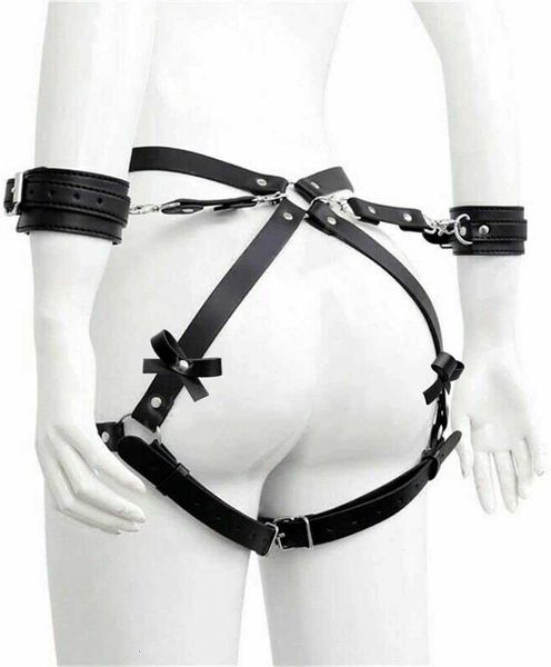 Sex Toy Restrictions Jouets Menottes Cuisse Bondage BDSM Harnais Poignets Sangles de Taille pour Couple Adulte Ceinture Réglable PU Cuir Jambe Jarretière 2ICR