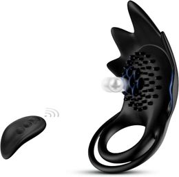 Sex Toy Ring Vibrating Cock Penis Vibrator met 10 trillingsmodi USB Oplaadbare Siliconen Volwassene voor mannen Male G Spot Clitoral 7fqn