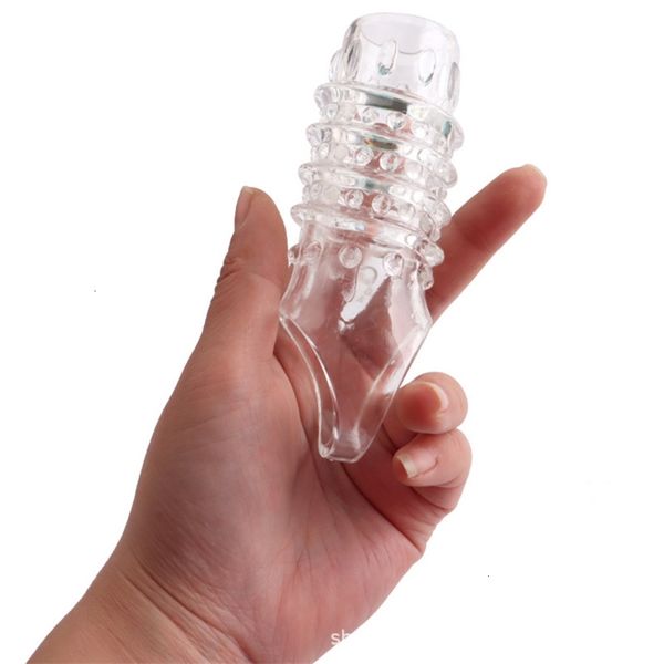 Juguete sexual s masajeador Pene Cock Masajeador Juguete para hombres Juego de cristal transparente alargado Daha Erha Combinación Productos divertidos para adultos Diente de lobo JIEF LA2R