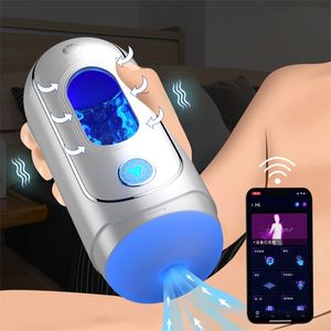Sekspeelgoed Toy Massager App Control Automatische kunstmatige kut voor mannen Telescopische rotatie Siliconen vagina Masturbatie Toys Masturbator E1EU