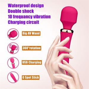 Sekspeelgoed Toy Massager Dubbele motoren Magic Stick Vibrator voor vrouwen hoofd Av G Spot Clitoris Stimulator TOONTOY TOY MASTURBATOR AV0120 0K9Y A4GV