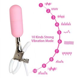 Sex toy s masajeador Artículos de masaje actualización 10 Frecuencia Pecho Vibrador Pezón Abrazaderas Vibrador Silicona Masturbación femenina y Juguetes para mujeres 4Y58 OK4I