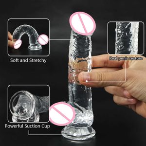 Sex toy jouets masager Massager godes Crystal Jelly Réaliste s pour les femmes Masturbation petit gode Ventouse Gode Pussy Anal Plug Lesbian 0SWA