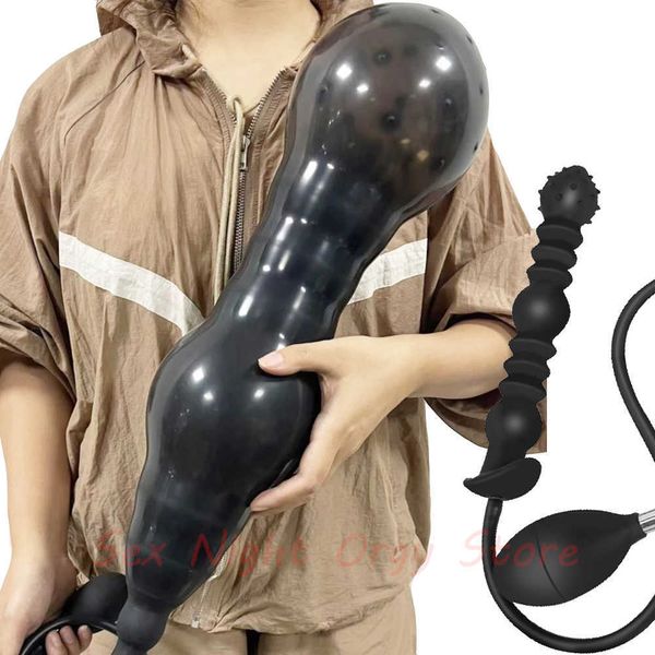 Sex toy vibrator Expansion 18-52cm Super Long Gonflable Anal Plug Pliant Gonfler Buttplug Énorme Gode Pompe Bdsm Fist Strap On Pull Bead Toys