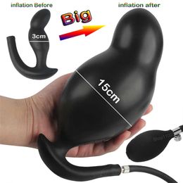 Sex toy vibrateur Super Big 15cm Gonflable ButtPlug Silicone Anal Prostate Massage Anus Extender Dilatador Gode Pompe Énorme Cul Jouets