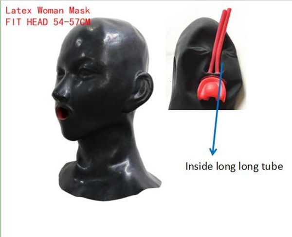 Sex Toys Pour Couples 3D latex masque de capot humain yeux fermés capot fétiche avec bouche rouge gaine langue nez tube 230710