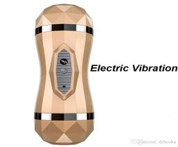 Seksspeeltjes voor mannen mannelijke masturbator cup elektrisch klinkend vibrator masturbatie speelgoed vlees realistische vagina mond en vagin1508035