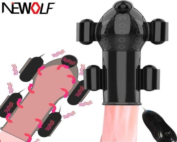 Sex Toys pour hommes Masseur d'entraîneur de pénis rechargeable avec 5 vibrateurs Masturbateur masculin Retard durable Glans Men039s Glans Q102 C5174024