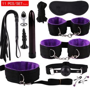 Jouets sexuels pour femmes jeux pour adultes main s fouet bouche Gag corde métal godemichet Anal Bdsm Bondage ensemble perle Plug Anal vibrateur pour adulte