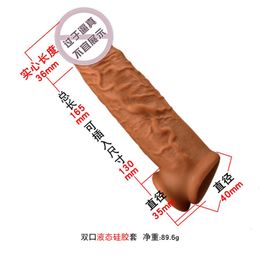 Sex toys masager Pénis Coq Masseur Jouet Mâle Dent De Loup Couverture Double Bouche Liquide Silicone Allongement Cristal Adulte Amusant Produits 4SND QXPH