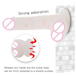 Seks speelgoed Masager Toy Massager Vibrator Penis Cock Factory Dildo Shop S Adult Vagina 7.1inch Single Layer Liquid Silicone met sukkel voor ICPP