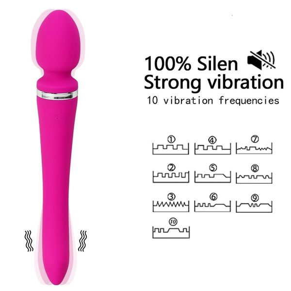 Juguetes sexuales Juguete masajeador Juguete Masajeador Cabeza doble Vibrador grande para mujeres 10 Velocidades Av Magic Stick Juguetes Estimulación del clítoris Punto G Masaje vaginal Mujer H2EQ NP5A