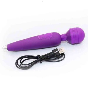 Juguetes sexuales masager AV Vibrador Masajeador para mujer 10 Frecuencia Vibración Carga USB Silicona Choque fuerte Productos para adultos Can O10P RLGJ 735C 6F60