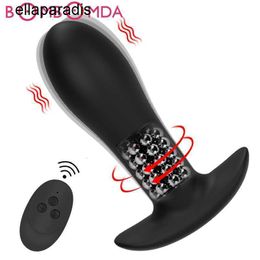 Seksspeeltjes stimulator Anale vibrator Rotatie kralen Buttplug Mannelijke prostaat Draadloze afstandsbediening Wearable Anus voor dames Heren