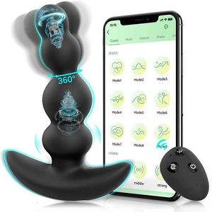 Jouets sexuels masseur App vibrateurs anaux mâle Prostate Plug vibrateur 360 Rotation gode jouets pour hommes stimulateur