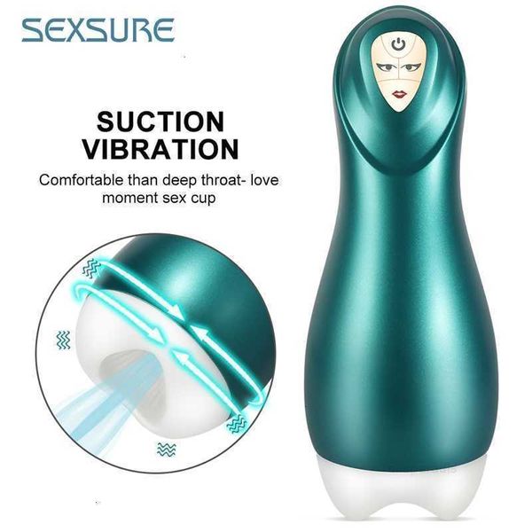 Juguetes sexuales masajeador automático masculino Mastorbators 5 máquina de vibración de succión para hombres Mastorbator taza juguetes Garganta Profunda chupar mamada