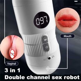 Juguetes sexuales masajeador automático mamada Oral niño taza juguete masturbador masculino 3 en 1 vagina realista chupando lengua muñeca vibrador para hombres