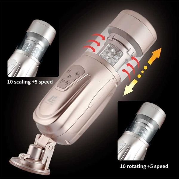 Sex Toys Masseur Automatique Sucer Masturbateur Rétractable Mâle Véritable Poussée Rotation Fellation Machine Pénis Orgasme Vibrateur Jouets Pour Adultes 18