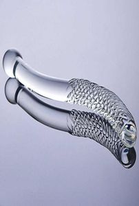 Sex Toys Massager Dubbel beëindigd Crystal White Glass Dildo Artificial Penis Granule Spiral G Spot volwassen spel Sekspeeltjes voor vrouw Gay2032038