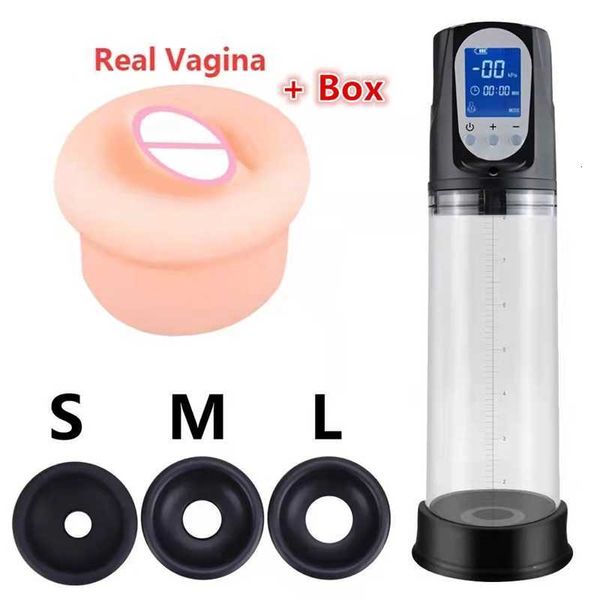 Juguetes sexuales, masajeador, bomba eléctrica para pene, juguetes para hombres, extensor automático de carga Usb, alargador de pene al vacío, masturbador masculino de erección