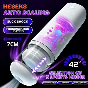 Seksspeeltjes Stimulator Heseks Mannen Dubbele Automatische Telescopische Zuigen Masturberen Mannelijke Verwarming Stemondersteuning Vagina voor