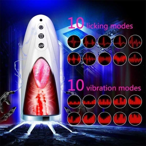 Jouets sexuels masseur tasse de Masturbation masculine électrique pince de succion entièrement automatique gorge profonde langue interactive léchage son vibrateur d'avion