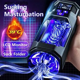 Seksspeeltjes stimulator Mannelijke Masturbatie Masturbator Cup LCD Monitor Zuigen Pijpbeurt Machine Robot Auto Verwarming Echte Vagina voor Mannen