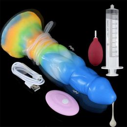 Seksspeeltjes Stimulator Qkkq Lichtgevende Afstandsbediening Vibrators Grote Ejaculatie Penis Fantasie Dildo Squirting Functie Anale Plug Speelgoed voor Vrouwen