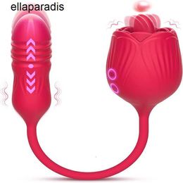 Seksspeeltjes stimulator Rose Dildo Stuwkracht Vibrator Speelgoed Vrouwelijke Clitoris Stimulator Tongzuigen G-spot Massage Trillingen Stretchproducten