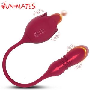 Sex Toys Massager Rose speelgoed Vibrator voor vrouwen tonglikkende stimulator met telescopische dildo g spot clitoral vaginale anale speelgoed