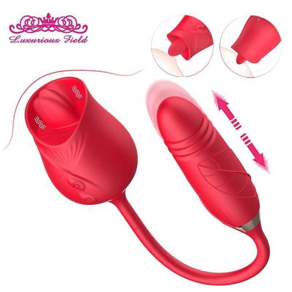 Toys Sex Toys Massager Rose Toys Vibrator pour les femmes Clitoris Stimulator Tongue G Spot Vibration télescopique Femme Minde Vagin Adultes 18
