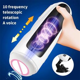 Seksspeeltjes stimulator Vagina Zuigen Roterende Masturbatie Cups Pijpen Automatische Telescopische Stemvibrator Penis Orgasme Machines Volwassen Speelgoed