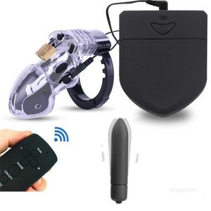 Seksspeeltjes stimulator Draadloze afstandsbediening Electro Shock Cock Cage Mannelijke Kuisheidsgordel Penis Lock Ring Vibrator Sm voor Mannen Masturberen