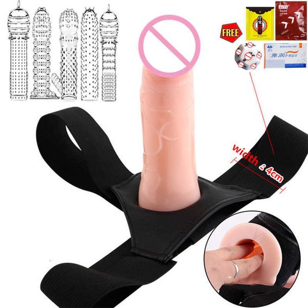 Jouets sexuels portables réalistes, culotte gode à sangle, Extension de pénis, manchon, harnais, godes creux pour hommes adultes