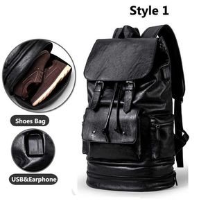 Sexcer Anti-robo USB PU Cuero Gimnasio Mochila Fitness Hombres Bolsa de entrenamiento con zapatos Almacenamiento Viaje Duffle Se de Sport Bolsa Bolsa Q0705