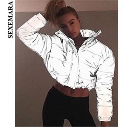 Sexemara Reflective Jacket Winterjas Dames Parka Streetwear Fashion 2018 Warm casual gewatteerde Outerwear Wind Breaker C54CZ34 S18103945867