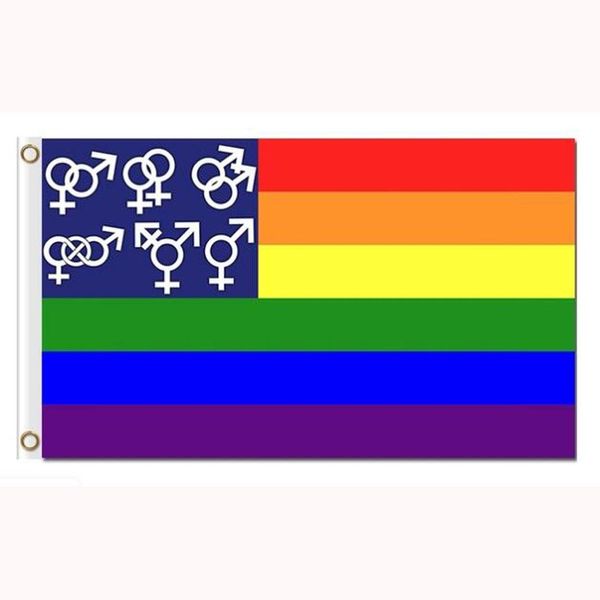 Fierté sexuelle Gay LGBT Drapeau 3x5 FT Bannière 90x150cm Festival Fête cadeau 100D Polyester imprimé Chaud Selling!