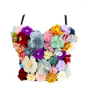 Sexy 3D Flowers Crop Top Festival Party Night Club Bralette top ondergoed YK2 kleding vrouwen elegante beha 210326