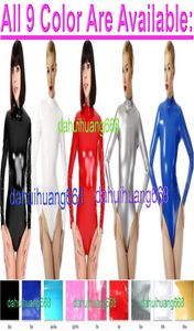 Traje corto de PVC brillante de 7 colores sexy Disfraces de traje de gato Trajes de mono corto unisex Trajes de traje de cuerpo de PVC Shont sexy Cremallera trasera DH3507353