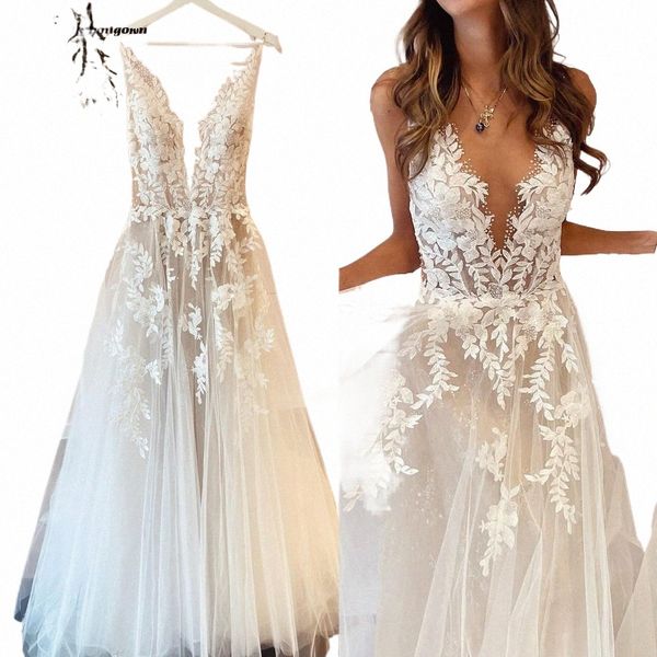 Sexy A-Line Backl Mariage Dr 2024 Vintage Dentelle Applique Perlée Blanc Tulle Robes De Mariée Trouwjurk Lg Mariée Dr Z3hN #