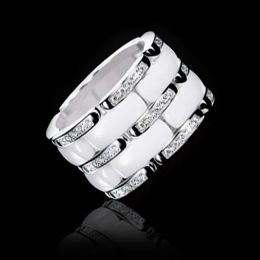 Sexy verleidelijke ontwerper keramische ring, keramische ring voor vrouwen sieraden, zwart/witte keramische heren duidelijke cz Zirkoon stenen ring vingers maten 5 tot 11