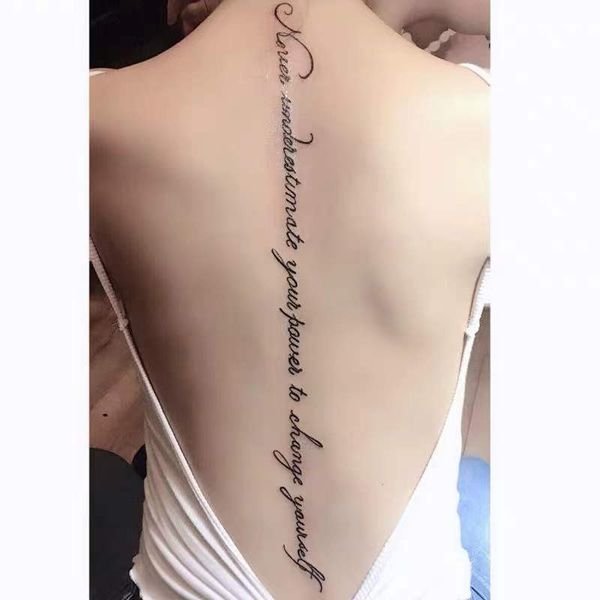 Sexy alfabeto inglés línea larga impermeable falso tatuaje pegatinas para mujeres espalda agua transferencia temporal tatuajes fiesta calcomanía