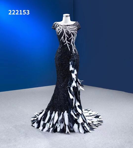 Sexy et brillant noir paillettes sirène robe de soirée en dentelle perlée avec chérie formelle danse Party SM222153