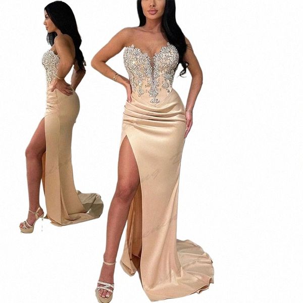 Sexy Backl Belle Soirée Dres Pour Femmes Fi Sirène De L'épaule Manches Haute Fente Parti Robes De Bal 2024 h2ZQ #