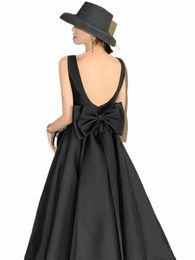 Sexy Backl Big Bow-tie Soirée Invité Lg Party Summer Dres pour les femmes 2023 Élégant Noir Bal Anniversaire Robe de Bal Robes P9D2 #
