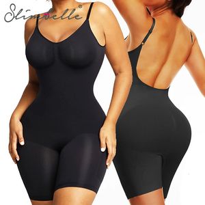 Bodys de bodys arrière sexy Full Corps Shaper Talmy Control Trainer Trainer Slimming Sheat Butt Spuster Up Up High Swimmer Shapewear 240430
