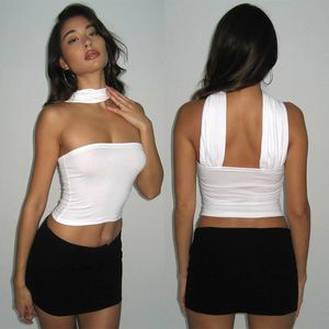 Sexy backless corset halter top mouwloze zomer korte edgy kleding y2k vest solide tank feest dames tops streetwear
