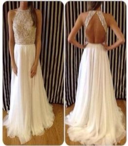 Sexy backless avondjurken 2015 vol met crystal top fashion trend een lijn chiffon major kralen lange formele jurken prom feest dre4336771